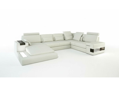Diseño sofá de cuero sofá sofá tapizado salón conjunto de muebles XXL gran sofá de esquina esquina con USB