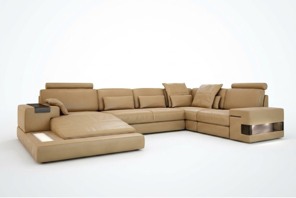 Sofá en forma de paisaje tapizado Conjunto de sofás Big Sofa Bellini Diseño Sofá de cuero con USB