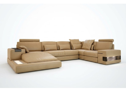 Sofá en forma de paisaje tapizado Conjunto de sofás Big Sofa Bellini Diseño Sofá de cuero con USB