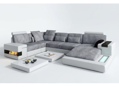 Sofá textil con USB, tapizado en esquina, conjunto de salón, sofá de diseño de sofá de cuero.