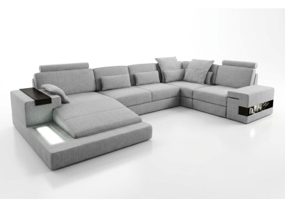 Sofá de diseño Sofá esquinero + Conjunto de sofás con conexión USB Acolchado Asiento Esquina Sofás Salón