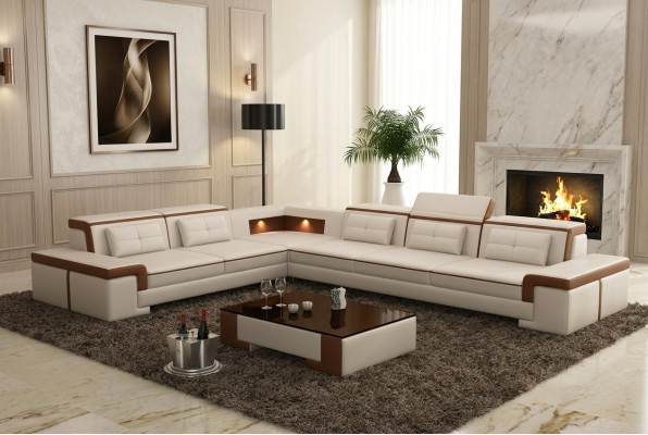 Sofá en forma de L exclusivo. Diseño moderno para espacios de vida con estilo.