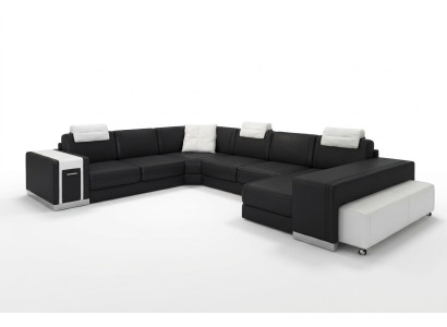 Sofá modular con USB, esquina acolchada Enorme gran sofá de esquina Sofá de cuero design