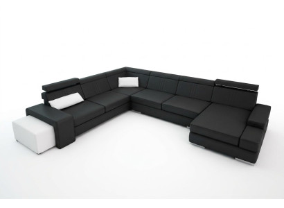 Sofá en forma de U con puerto USB, tapizado de sofá, conjunto de estar de cuero de esquina de gran tamaño, nuevo.
