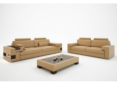 Sofá de cuero USB Juego de sofás moderno 3+2+1 Sofá Asiento Acolchado Conjunto de sofás