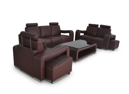 Wohnlandschaft aus Leder mit USB-Garnitur, Ecksofas und Sitzgarnituren, neu gepolstert.