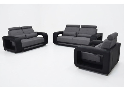 Sofá con conjunto de USB, diseño de cojines, asiento completo de cuero y tela nuevo