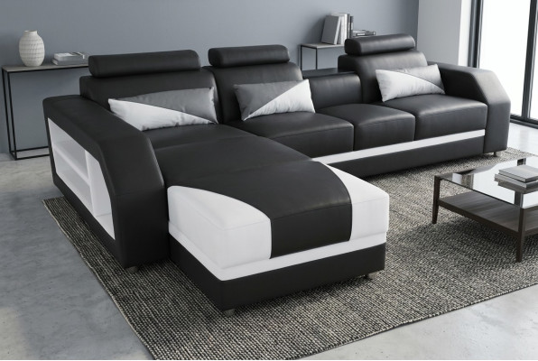 Sofá de esquina exclusivo y moderno en forma de L para espacios de vida elegantes.