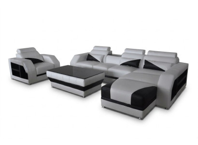 Sofá de esquina de cuero con USB Juego de salón Sofás Sofás Sofá Cama Asientos Esquina