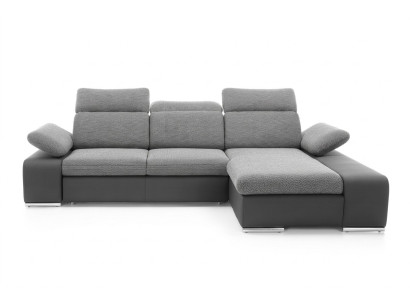 Diseño de sofá de esquina de cuero multifuncional con tapizado textil.