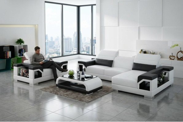 Sofá de cuero Sofá moderno conjunto de sofás sofá de esquina sillón con USB
