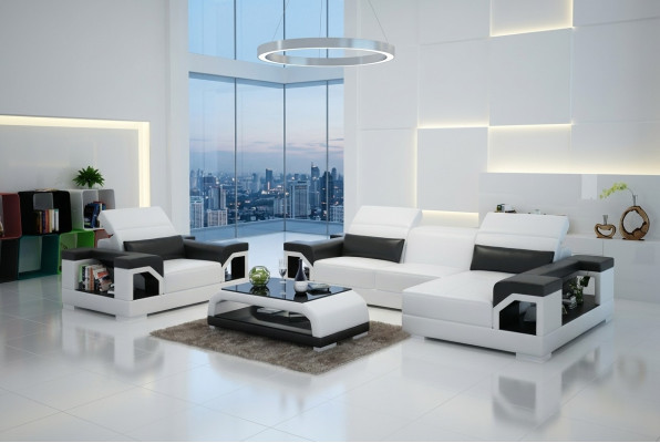 Sofá de cuero Sofá moderno conjunto de sofás sofá de esquina sillón con USB