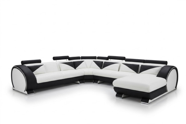 Sofá de cuero en forma de U con USB Sofá de esquina tapizado Sofá de cuero Asiento Conjunto de esquina