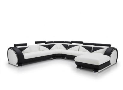 Sofá de cuero en forma de U con USB Sofá de esquina tapizado Sofá de cuero Asiento Conjunto de esquina