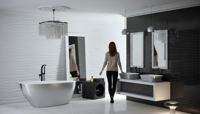 Baño de lujo Diseño Bañera independiente Bañera Baño moderno