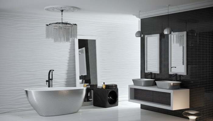 Baño de lujo Diseño Bañera independiente Bañera Baño moderno