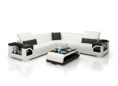Sofá de cuero sofá conjunto de estar del sofá rinconero sofá esquina conjunto de estar diseño moderno sofá con USB
