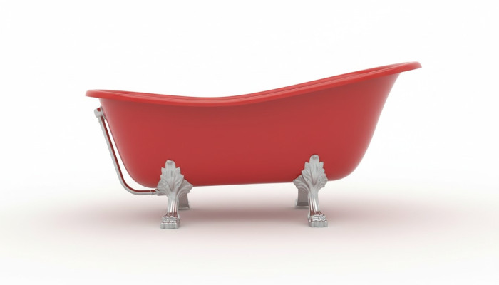 Baño de diseñador rojo Bañera de lujo independiente en rojo Baño de bañera