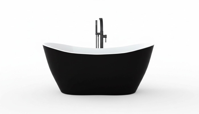 Bañera de diseño negra independiente de lujo en negro.