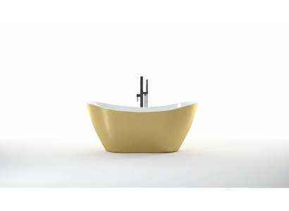 Baño dorado de diseñador. Bañera de lujo independiente en oro.
