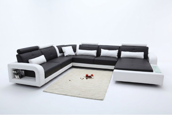 Sofá de esquina con USB Sofá tapizado Salón Sofá rincón Conjunto asiento Cuero Textil H2209