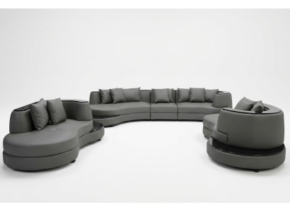 Lujo Conjunto de sala de estar de esquina de cuero Paisaje Terciopelo Esquina XXL Sofá en forma de U + USB