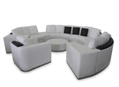 Sofá redondo XXL con cojines, sofá grande redondo, paisaje de sala sofa, sillón, puf + USB