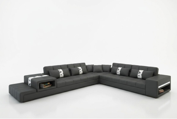 Sofá esquinero con USB Sofá Sofá Paisaje de estar Asiento Esquina Conjunto de cuero Textil Peterso