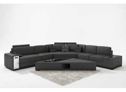 Sofá de cuero esquinero sofá con USB tapicería diseñador esquina conjunto de salón conjunto de sala de estar LimaS.