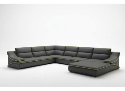 Sofá de esquina con USB Sofá de cuero Sofá de salón Sofá Asiento Conjunto de esquina Forma U EltmannG