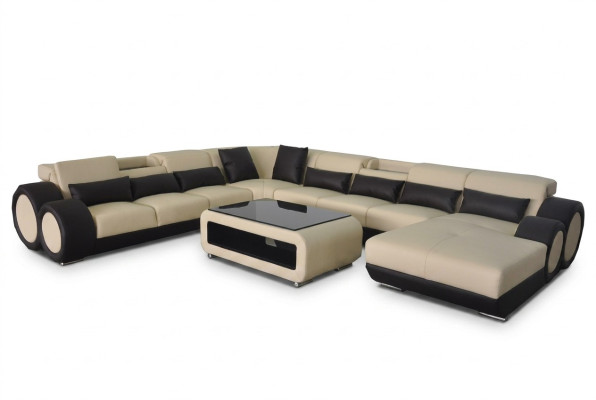 Sofá de cuero conjunto de sala de estar diseño moderno sofá esquinero en forma de U G8035+USB