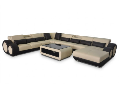 Sofá de cuero conjunto de sala de estar diseño moderno sofá esquinero en forma de U G8035+USB