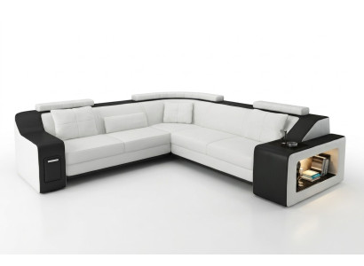 Sofá de esquina de cuero y textil con sofá USB, tapicería, conjunto de sala de estar en L, asiento nuevo.