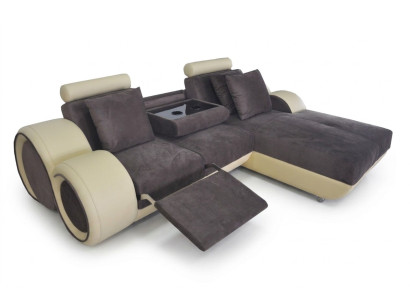 Sofá de esquina de diseño tapizado de cuero, sofá de esquina, conjunto de sofás, área de estar con USB