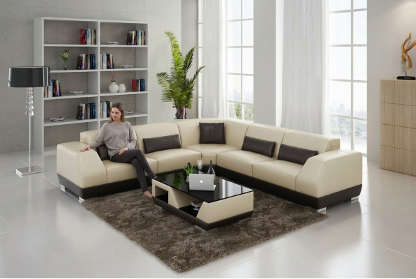 Sofá de cuero con USB conjunto de sala de estar sofá de esquina diseño de sofá moderno G8024B
