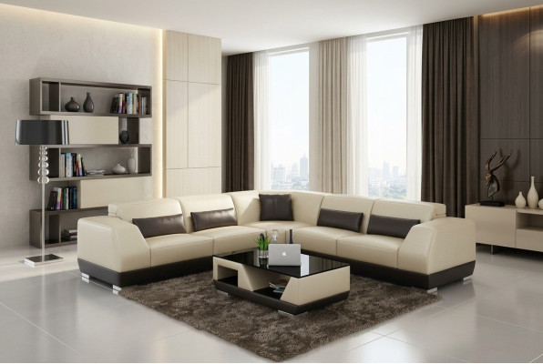 Sofá de cuero con USB conjunto de sala de estar sofá de esquina diseño de sofá moderno G8024B