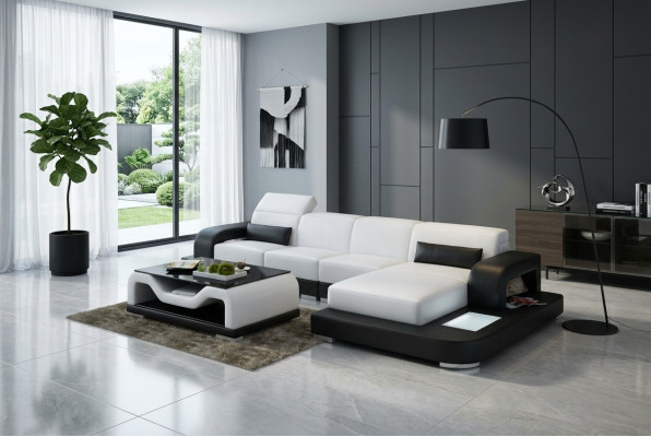 Sofá de cuero con USB conjunto de sala de estar sofá de esquina sofá modular Sofá de diseño G8006C