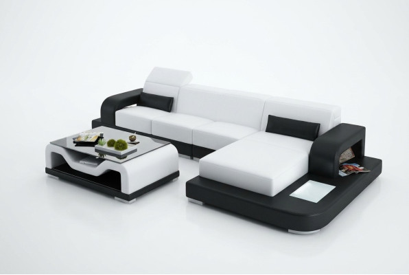 Sofá de cuero con USB conjunto de sala de estar sofá de esquina sofá modular Sofá de diseño G8006C