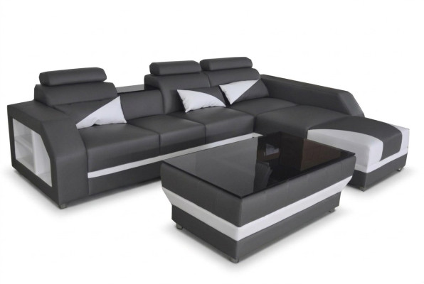 Sofá de esquina de cuero con USB, conjunto de sofás de esquina, sofás, sofás tapizados, salón de lujo.