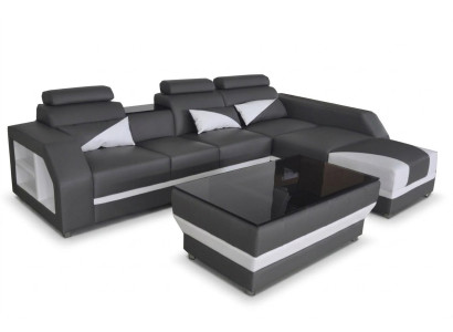 Sofá de esquina de cuero con USB, conjunto de sofás de esquina, sofás, sofás tapizados, salón de lujo.