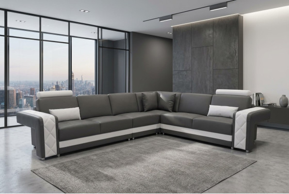 Sofá de cuero con USB, conjunto de esquina de sala de estar con diseño moderno en forma de L L6010B.