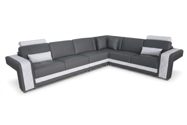 Sofá de cuero con USB, conjunto de esquina de sala de estar con diseño moderno en forma de L L6010B.