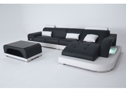 Sofá de esquina de cuero con USB, conjunto de sofás de lujo, sofás de esquina, sofá-cama convertible.
