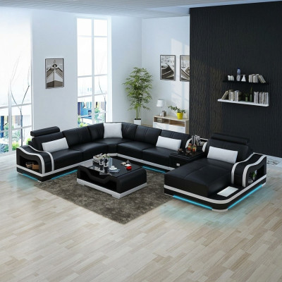 Sofá de cuero + sofá USB conjunto de sofás de esquina de diseño sofá moderno sofá esquinero@RestControllerEMPL0