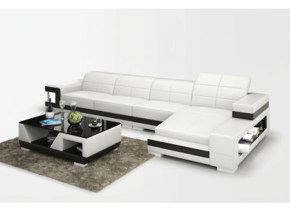 Sofá de cuero con USB, sofá de esquina de diseño moderno con esquina G8017C.