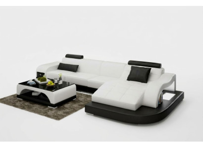 Sofá de cuero con USB, sofá de esquina, conjunto de esquina, diseño de sofá moderno G8009D.