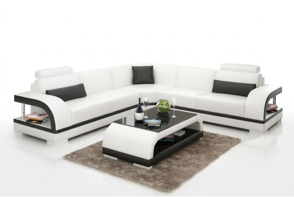 Sofá de cuero con USB, sofá de esquina de salón sofá de esquina conjunto de diseño sofá moderno G8011B