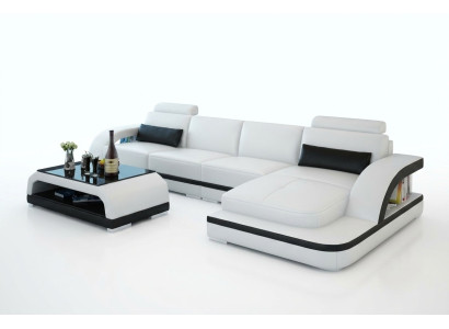 Sofá de cuero con USB, sofá de esquina de diseño de conjunto de esquina moderno G8011C