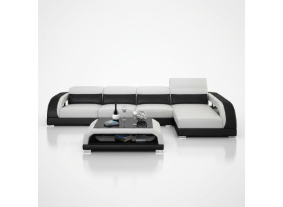 Sofá de cuero con USB, sofá de esquina de diseño de conjunto de esquina moderno G8016C.