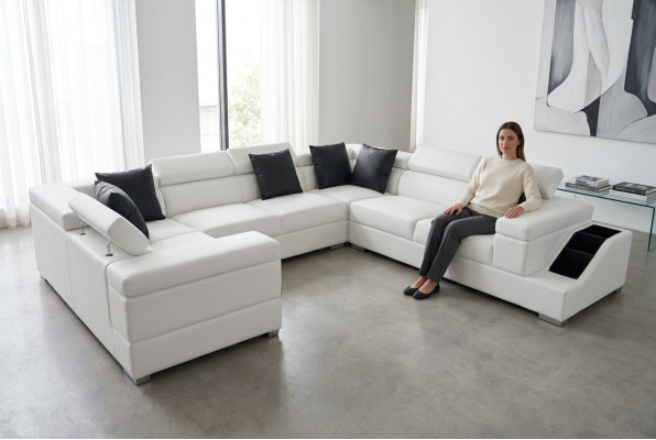 Sofá de cuero con puerto USB, sofá de esquina para la sala de estar, sofá esquinero, juego de sofás, sofá de diseño, sofá nuevo.